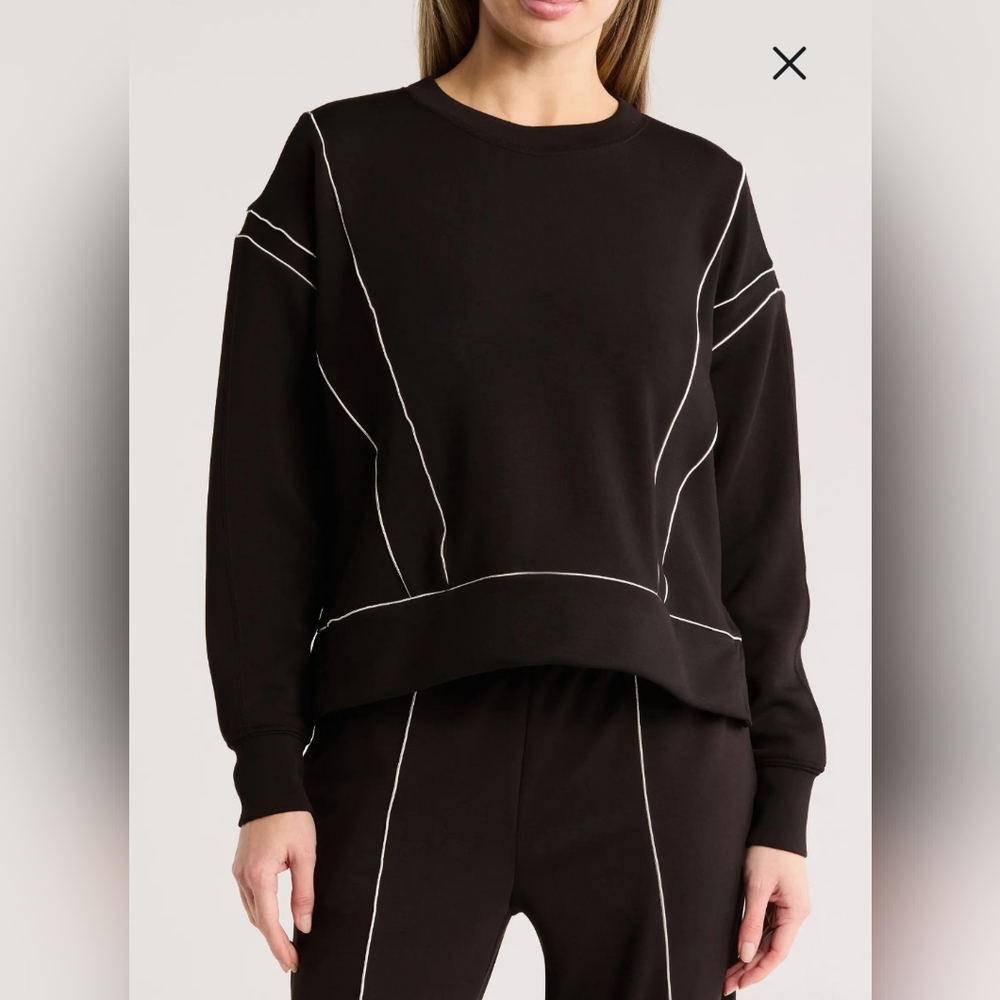 NWOT Piped Scuba Sweatshirt In Black/white MEDIUM